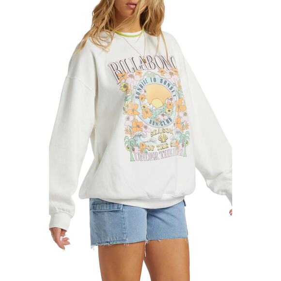 Billabong Women's Ride In 1973 Vintage Graphic Oversized Crewneck Sweatshirt - Picture 2 of 4